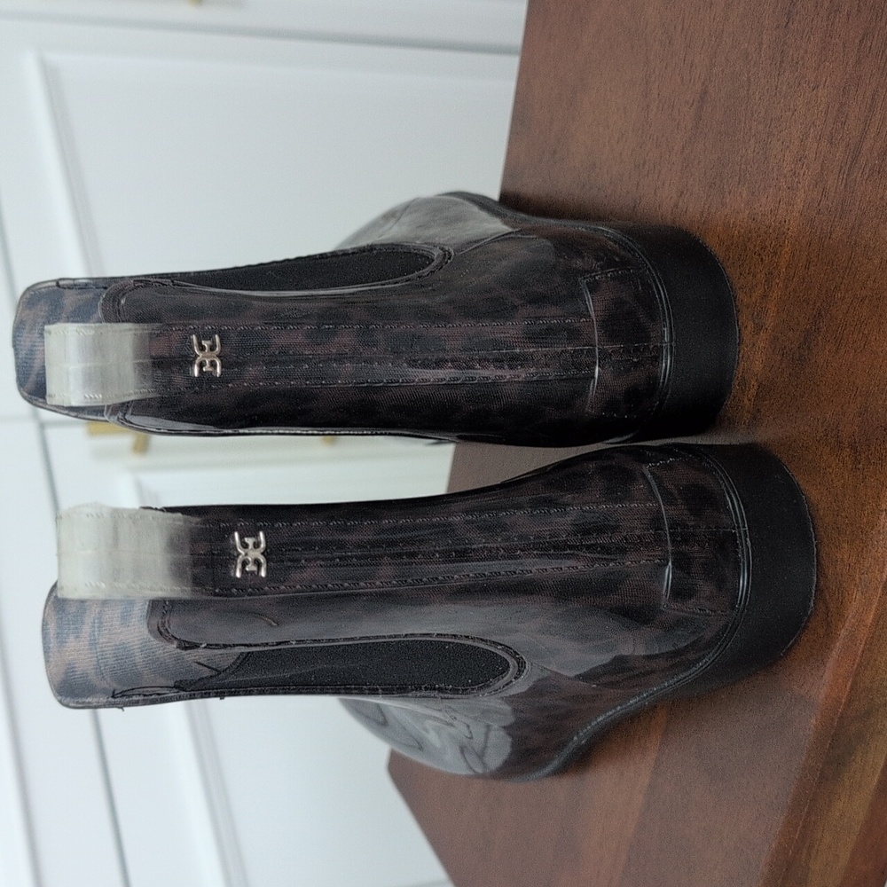 Like New Sam Edelman Black Leopard Rain Boots Size 9 - Picture 7 of 8